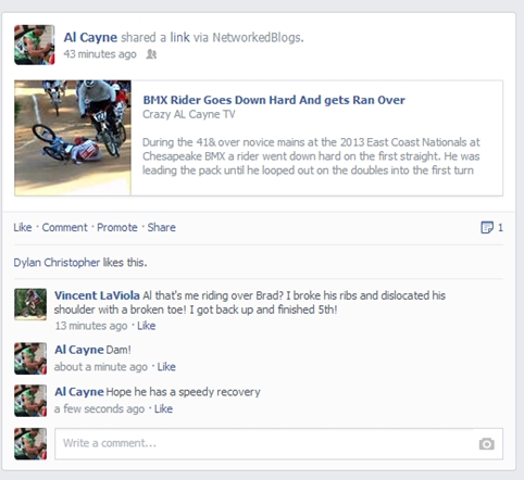 rider down facebook update
