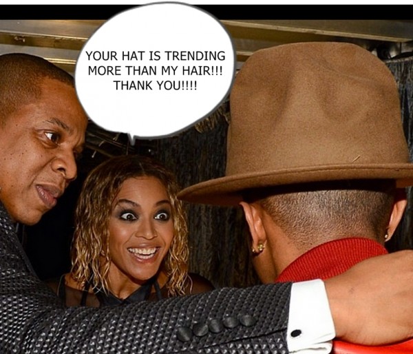 beyonce, pharrell, jay-z ugly hat