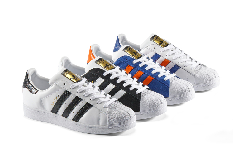 adidas originals men's superstar east river rivalry leather sneakers
