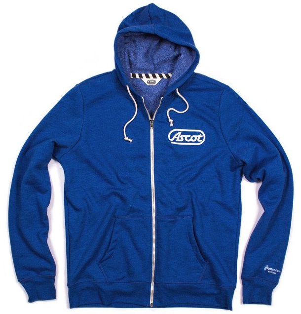 ascot motorsports zip up hoodie blue