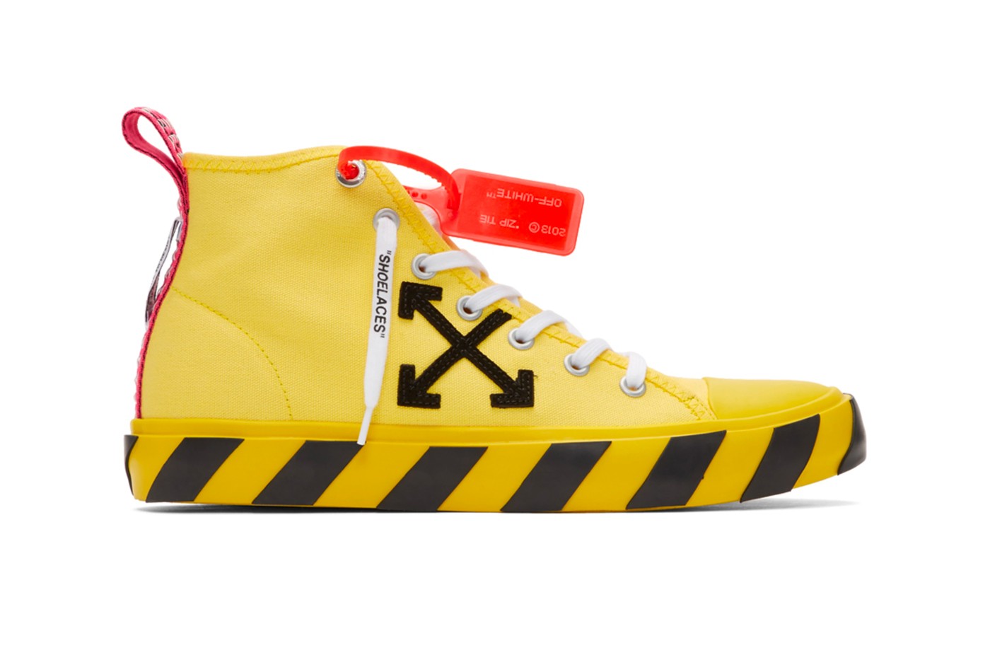 off white, yellow sneaker