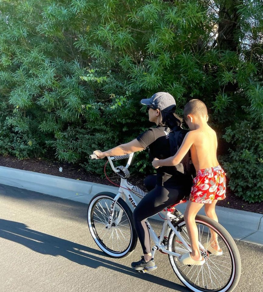 Kourtney Kardashian Bike riding on a BMX
