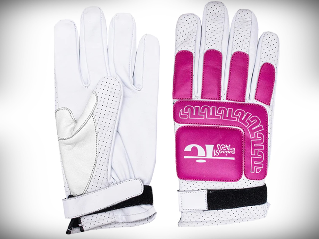 JT Racing white pink gloves